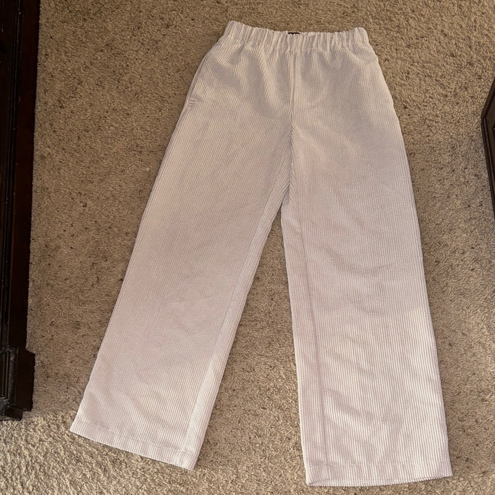 BDG Urban Outfitters Cream Corduroy Pants Elastic Waist With Side Pockets Size S